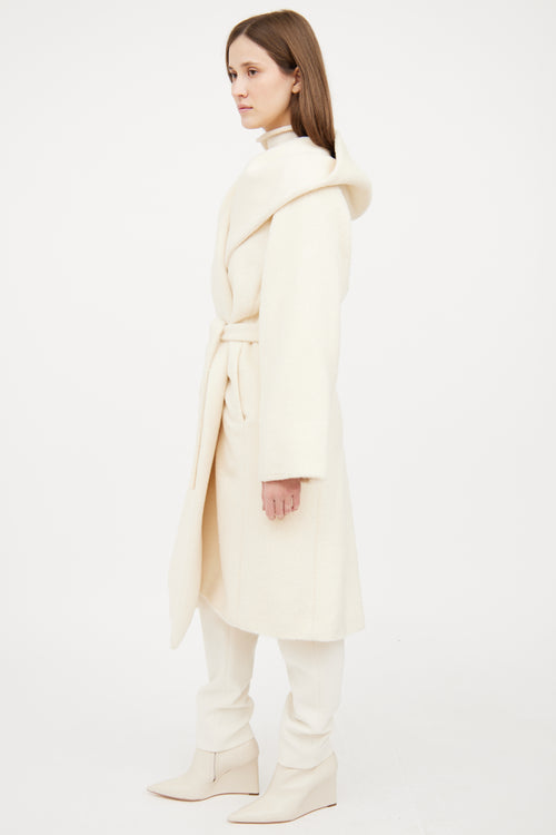 Max Mara Cream Hooded Wrap Coat