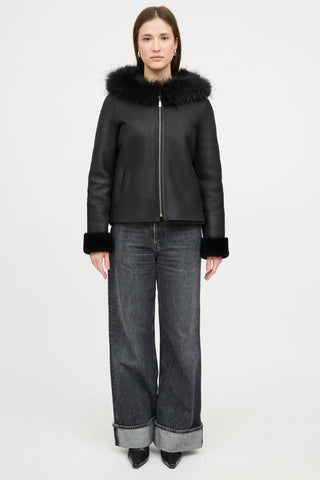 Max & Moi Leather Reversible Hooded Fur Jacket