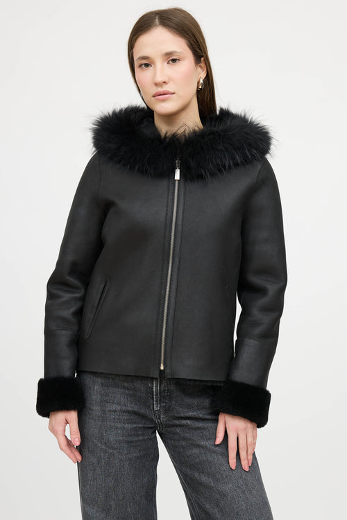 Max & Moi Leather Reversible Hooded Fur Jacket