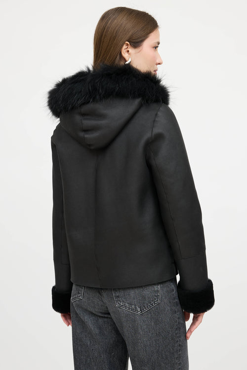 Max & Moi Leather Reversible Hooded Fur Jacket