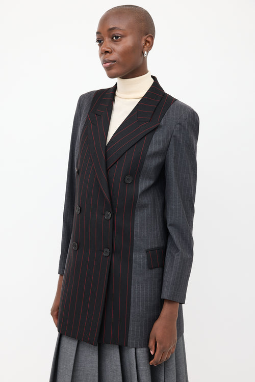 McQ Black & Grey Asymmetrical Stripe Blazer