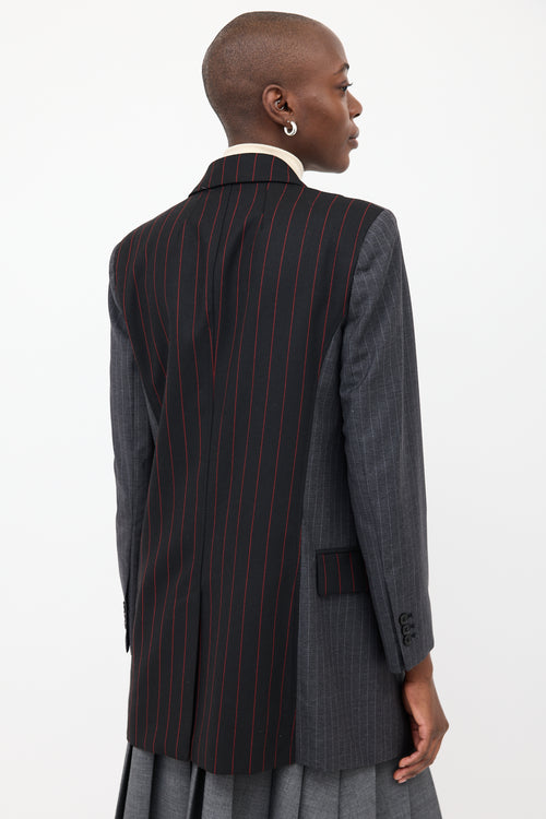 McQ Black & Grey Asymmetrical Stripe Blazer