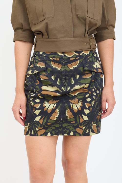 McQ Black & Multicolour Camo Skirt