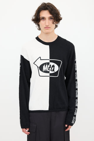 McQ Black & White Split Embroidered Sweater