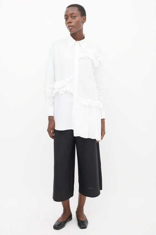 McQ White Asymmetric Ruffle Shirt