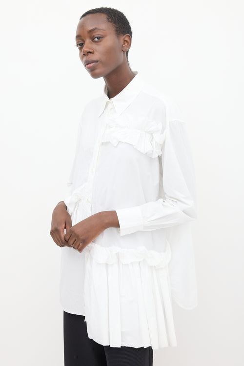 McQ White Asymmetric Ruffle Shirt