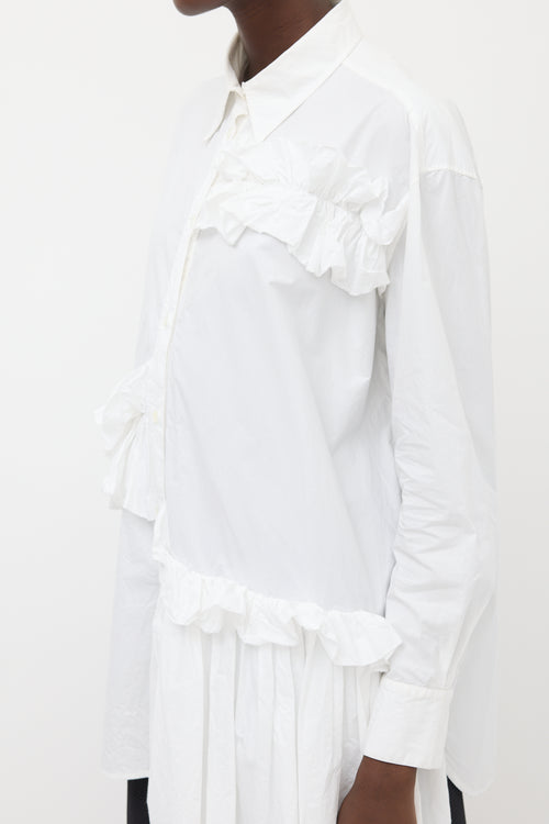 McQ White Asymmetric Ruffle Shirt