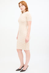 Alexander McQueen White & Beige Floral Knit Dress