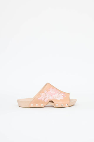 McQueen Floral Embroidered Clogs