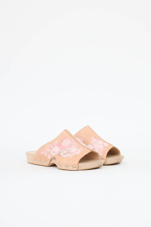McQueen Floral Embroidered Clogs