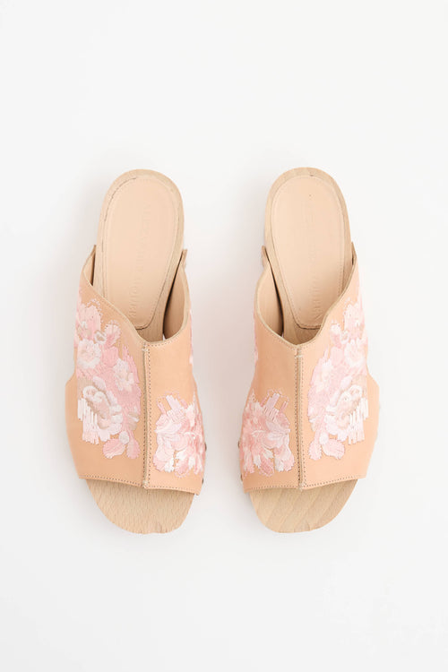 McQueen Floral Embroidered Clogs