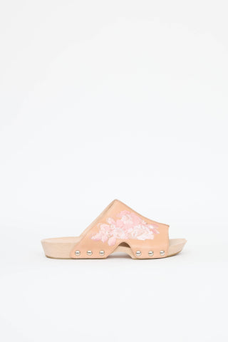 McQueen Floral Embroidered Clogs