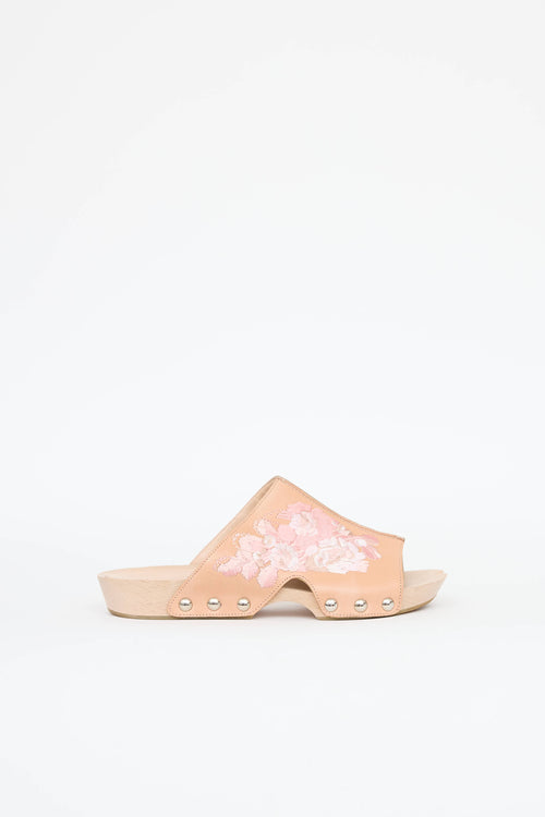 McQueen Floral Embroidered Clogs