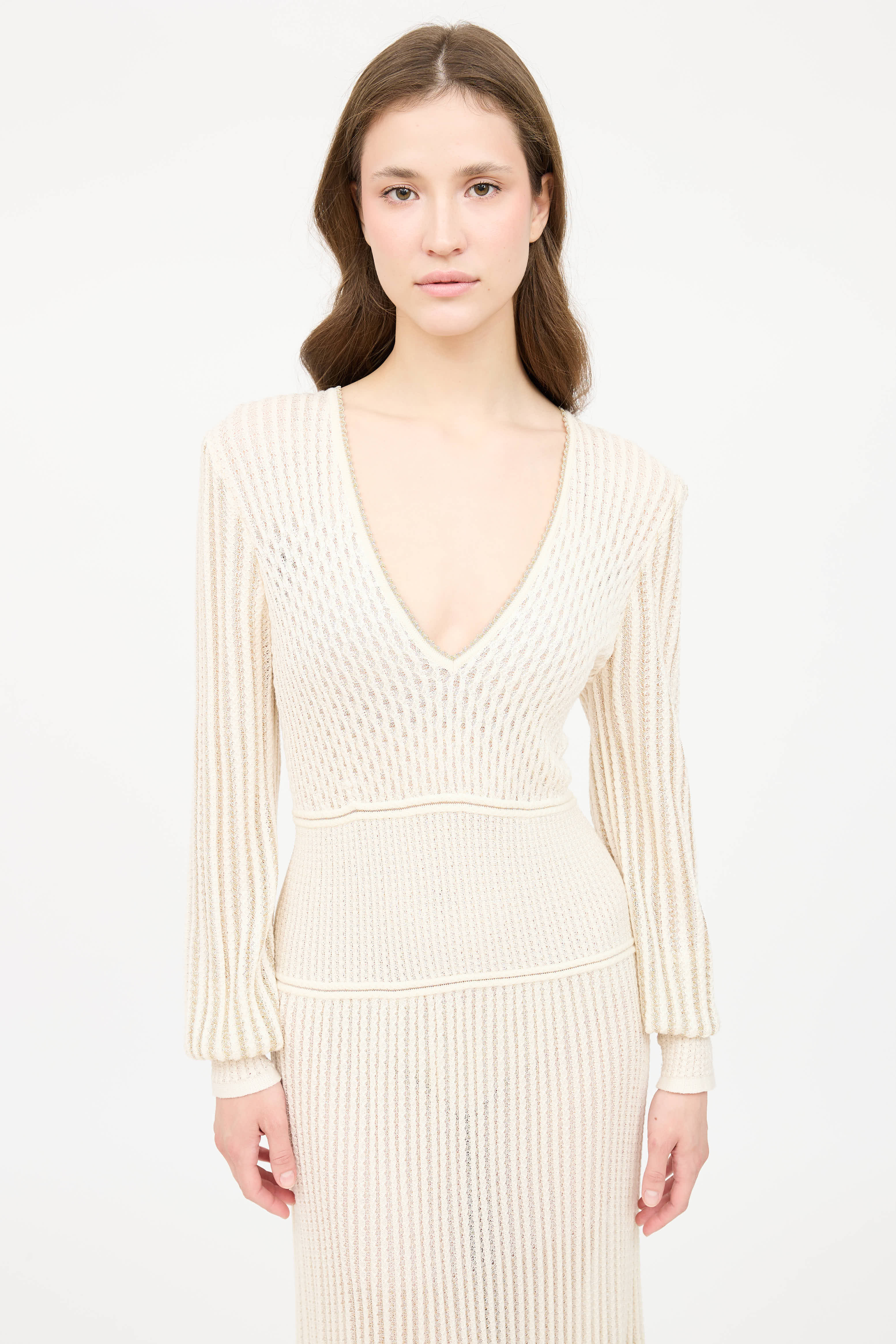 alexander mcqueen metallic knit dress Alexander Mcqueen Knit Midi Dress In Metallic - 30% Off