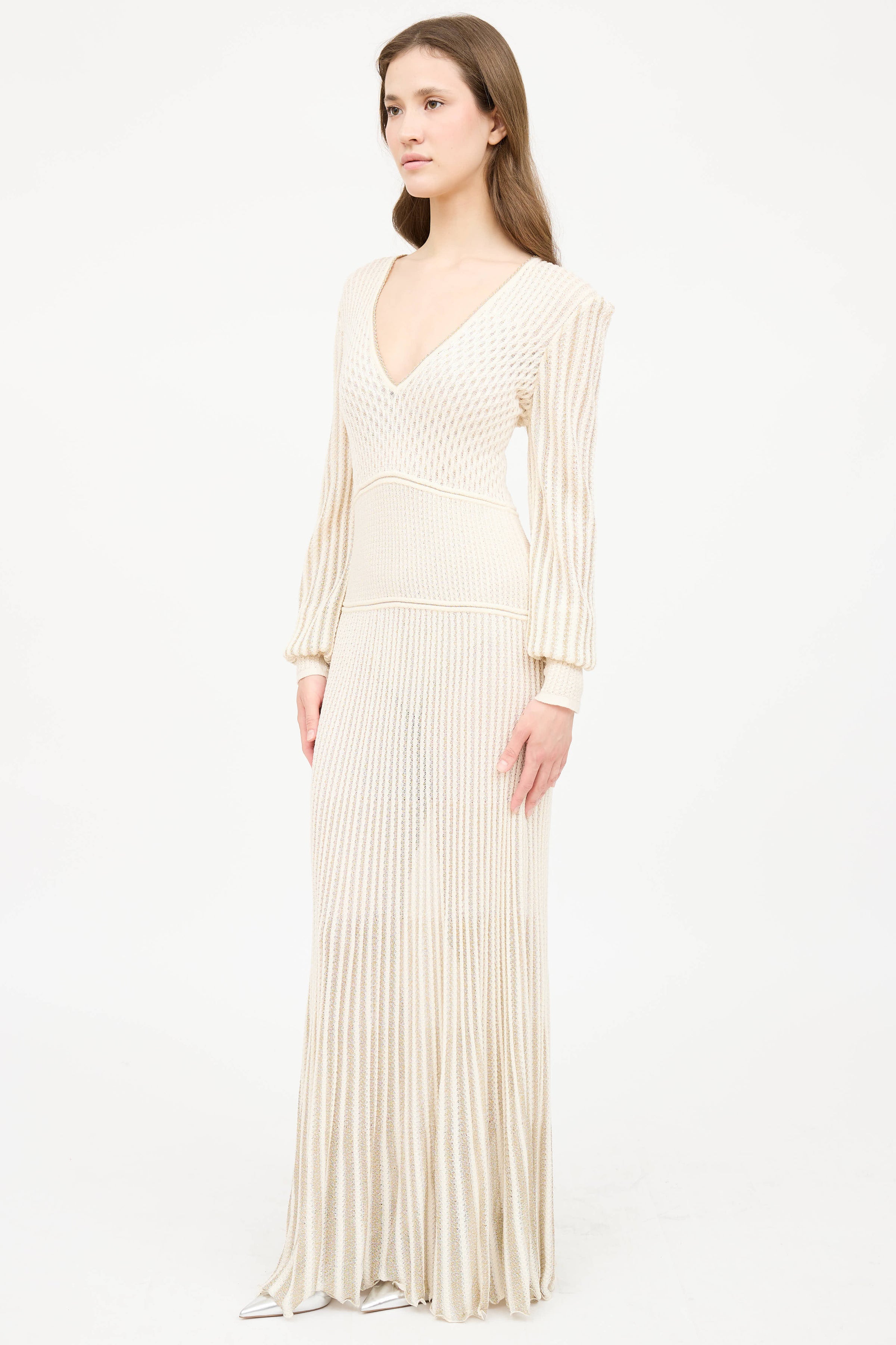 alexander mcqueen metallic knit dress Alexander Mcqueen Knit Midi Dress In Metallic - 30% Off