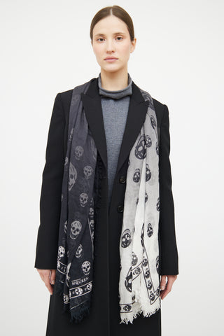 Alexander McQueen White & Black Obre Scarf