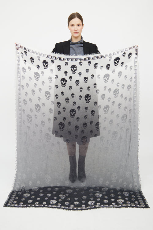 Alexander McQueen White & Black Obre Scarf