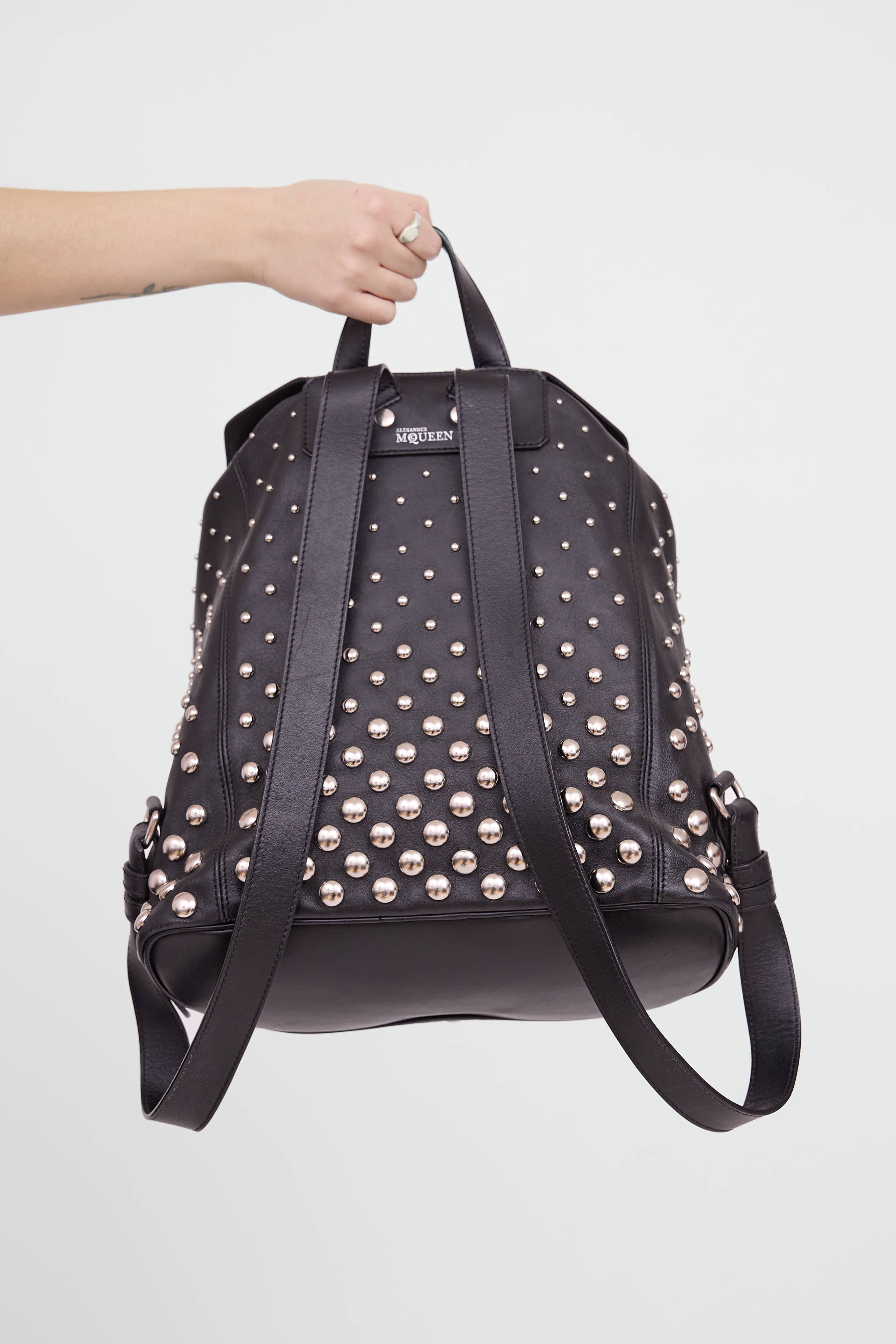 alexander mcqueen studded leather backpack Wellington Hunters and Collectors Finished with a high McQueen Studded Backpack in Black