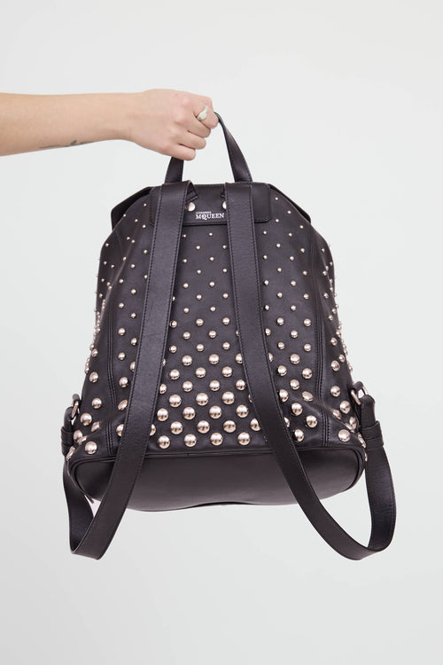 Leather Studded Skull Backpack