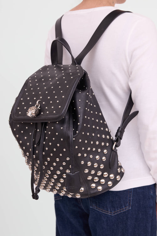 Leather Studded Skull Backpack
