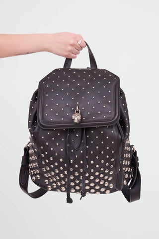 Leather Studded Skull Backpack