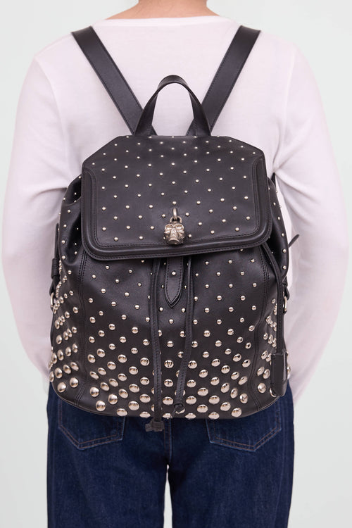 Leather Studded Skull Backpack