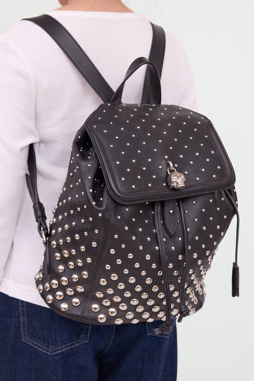 Leather Studded Skull Backpack