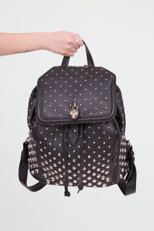 Leather Studded Skull Backpack
