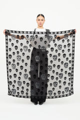 McQueen Silk Velvet Skull Scarf