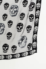 McQueen Silk Velvet Skull Scarf