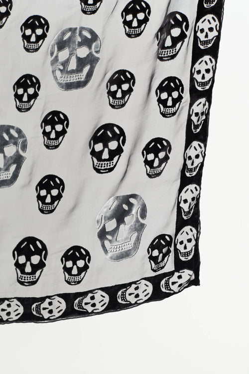 McQueen Silk Velvet Skull Scarf