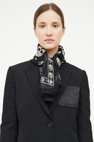 Alexander McQueen Black & White Skull Silk Scarf