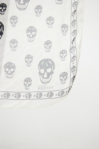 Alexander McQueen Cream & Black Skull Silk Scarf