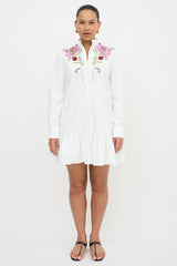 McQueen Floral Embroidered Shirt Dress
