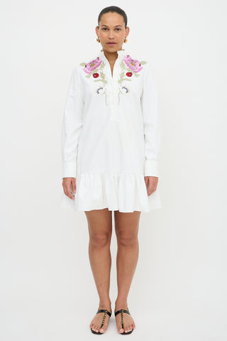McQueen Floral Embroidered Shirt Dress