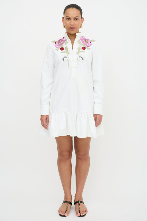 McQueen Floral Embroidered Shirt Dress