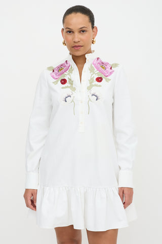 McQueen Floral Embroidered Shirt Dress