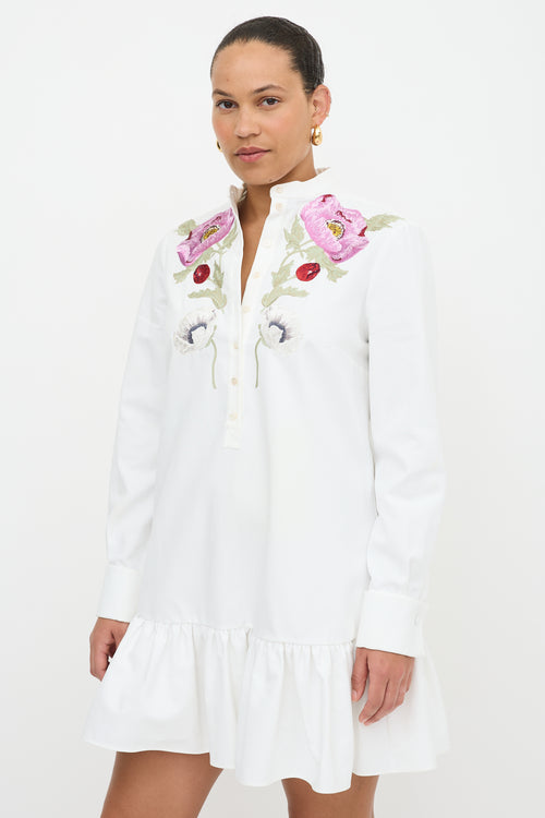 McQueen Floral Embroidered Shirt Dress
