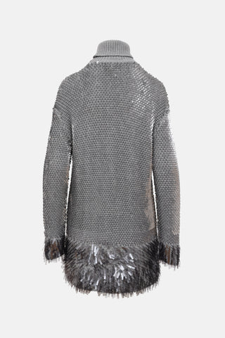McQueen Wool Sequin Turtleneck Dress