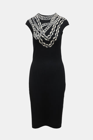 McQueen Knit Intarsia Midi Dress