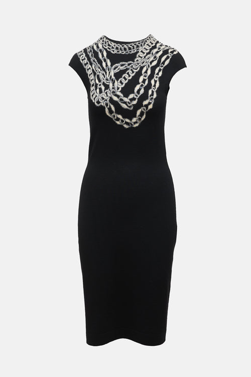 McQueen Knit Intarsia Midi Dress