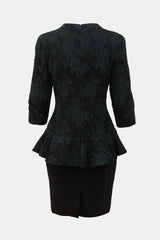 McQueen Lace Peplum Midi Dress