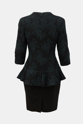 McQueen Lace Peplum Midi Dress