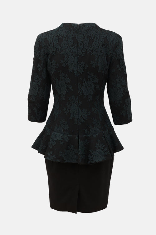 McQueen Lace Peplum Midi Dress