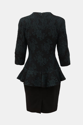 McQueen Lace Peplum Midi Dress