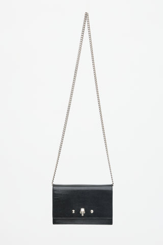 McQueen Leather Small Skull Chain Flap Bag