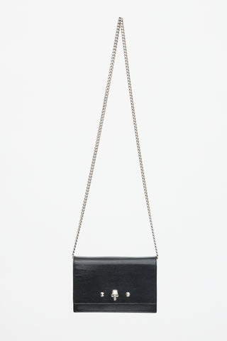 McQueen Leather Small Skull Chain Flap Bag