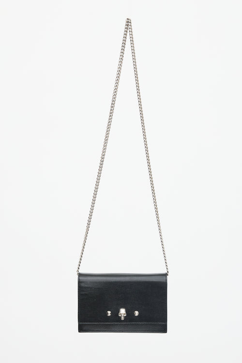 McQueen Leather Small Skull Chain Flap Bag