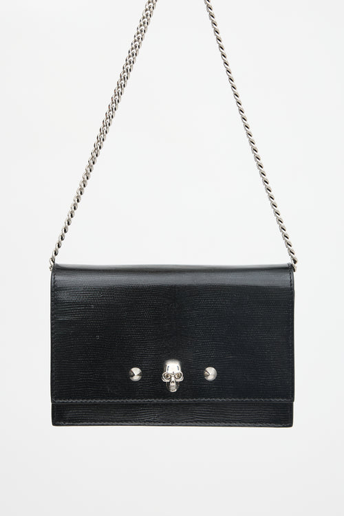McQueen Leather Small Skull Chain Flap Bag