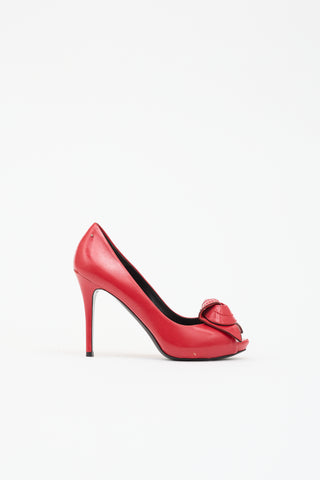 McQueen Leather Peep Toe Pump